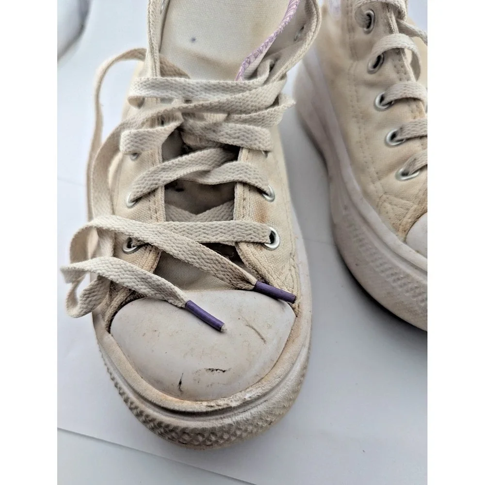 Converse Chuck Taylor All Star White Purple High Top Sneakers US 3 EU 35 UK 2.5